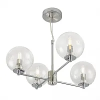 Люстра подвесная Галлен CL240141 Citilux прозрачная на 4 лампы, основание хром в стиле современный шар Люстра подвесная Галлен CL240141 Citilux прозрачная на 4 лампы, основание хром в стиле современный шар